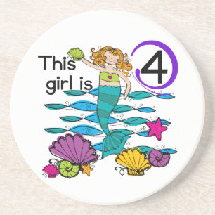 Dessous De Verre En Grès Mermaid 4th Birthday Tshirts and Gifts
