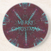Dessous De Verre En Grès Merry Rouge Turquoise Joyeux Kaleidoscope de Noël (Devant)