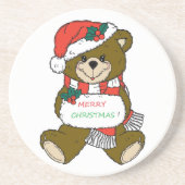 DESSOUS DE VERRE EN GRÈS "MERY NOËL" TEDDDY BEAR (Devant)