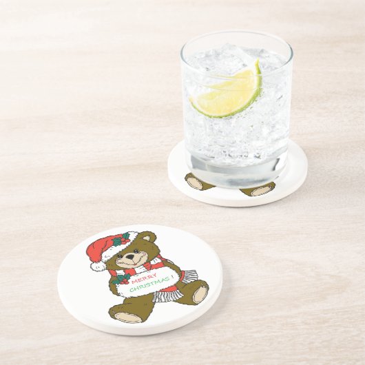 DESSOUS DE VERRE EN GRÈS "MERY NOËL" TEDDDY BEAR (Côté)