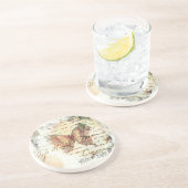 Dessous De Verre En Grès Messagerie papillon vintage (Côté)