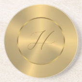 Dessous De Verre En Grès Metallic gold texture custom monogram (Devant)