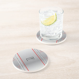 Dessous De Verre En Grès Métallurgique géométrique design rouge accent