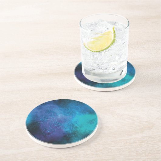 Dessous De Verre En Grès Métatron Océan – Géométrie sacrée (Côté)