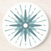 Dessous De Verre En Grès Mi-siècle moderne Turquoise Round Starburst (Devant)