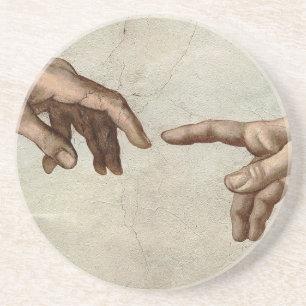 Dessous De Verre En Grès Michaelangelo mains création adam dieu