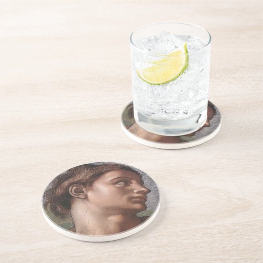 Dessous De Verre En Grès Michelangelo Création Adam Dieu Art (Côté)