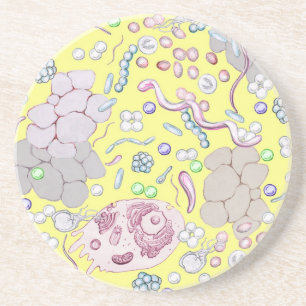 Dessous De Verre En Grès Microbiologie en jaune