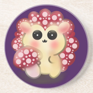 Dessous De Verre En Grès Mignon Art de Champignon Rouge Kawaii Hérisson
