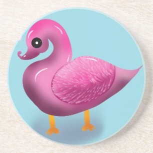 Dessous De Verre En Grès Mignon Canard Rose Kawaii & Art pour Nurserie à Cœ