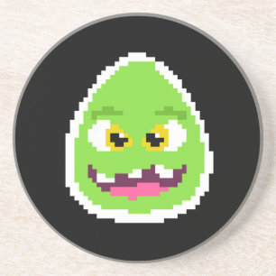 Dessous De Verre En Grès Mignon monstre d'œuf pixélisé