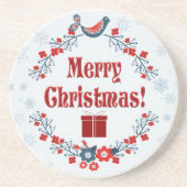 Dessous De Verre En Grès Mignonne Art populaire Joyeuse couronne de Noël (Devant)