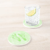 Dessous De Verre En Grès Mignonne Girly Green New Baby Footprints (Côté)