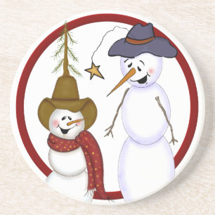 Dessous De Verre En Grès Mignonne Noël Cowboy Snowman