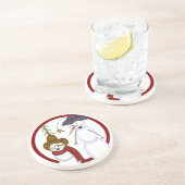 Dessous De Verre En Grès Mignonne Noël Cowboy Snowman (Côté)