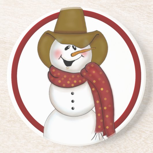 Dessous De Verre En Grès Mignonne Noël Cowboy Snowman (Devant)