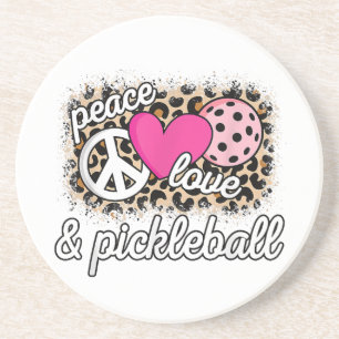 Dessous De Verre En Grès Mignonne Peace Love Pickleball Player Funny Pickle