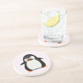 Dessous De Verre En Grès Mignons Pingouins Blancs Et Moustache Amusante (Côté)