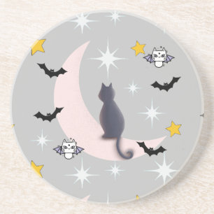 Dessous De Verre En Grès Mikitiez chat noir chauve-souris halloween automne