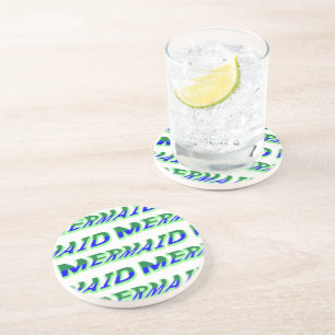 Dessous De Verre En Grès Mikitiez océanique sirène venus bleu mer