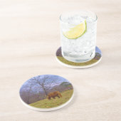 Dessous De Verre En Grès Miniature brun cheval bleu ciel (Côté)