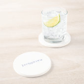 Dessous De Verre En Grès Minimalist White Blue Plain Elegant Modern Name (Côté)