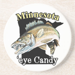 Dessous De Verre En Grès Minnesota 'Eye Candy Funny Walleye Pêche