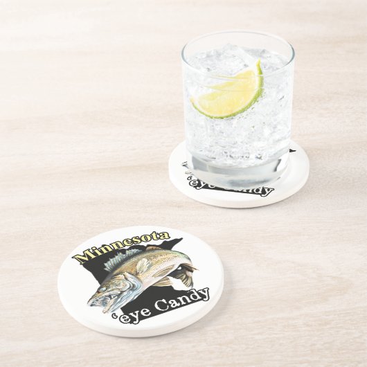 Dessous De Verre En Grès Minnesota 'Eye Candy Funny Walleye Pêche (Côté)