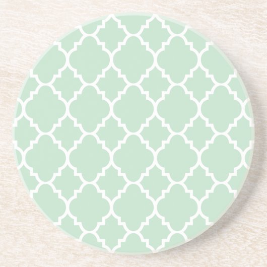 Dessous De Verre En Grès Mint Green Quatrefoil Motif marocain (Devant)