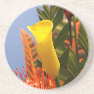 Dessous De Verre En Grès minuscule calla jaune