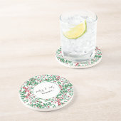 Dessous De Verre En Grès Mistletoe rustique mignon aquarelle peinte à la ma (Côté)