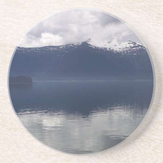 Dessous De Verre En Grès Misty Alaskan Sea dans les tons bleu (Devant)