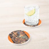 Dessous De Verre En Grès Miyamoto Musashi peignant C. 1800's (Côté)