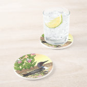 Dessous De Verre En Grès MN State Bird Flower Loon Lady Slipper (Côté)