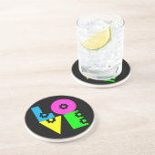 Dessous De Verre En Grès Mod Pop Floral LOVE Carré (Côté)