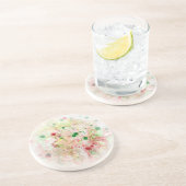 Dessous De Verre En Grès Modèle Abstrait Moderne Rose Rouge Jaune Vert (Côté)