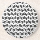 Dessous De Verre En Grès Modèle Chevron noir et gris Zebra (Devant)