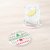 Dessous De Verre En Grès Modèle de tricot de pull de Noël laid (Côté)
