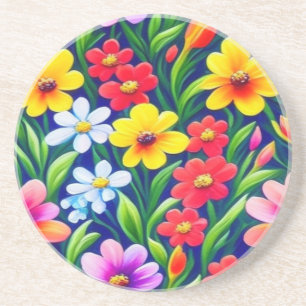 Dessous De Verre En Grès Modèle floral coloré