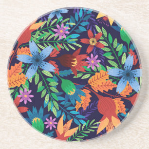 Dessous De Verre En Grès Modèle floral exotique coloré-32436