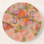 Dessous De Verre En Grès Modèle floral rose kimono (Devant)