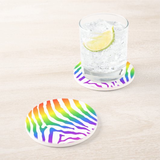 Dessous De Verre En Grès Modèle Rainbow Zebra (Côté)