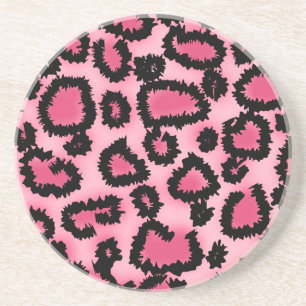 Dessous De Verre En Grès Modèle rose et noir d'empreinte de léopard