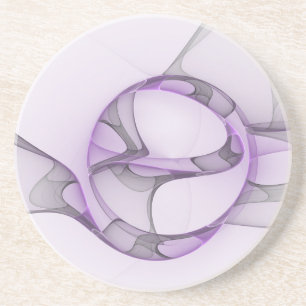 Dessous De Verre En Grès Modern Abstract Fractal Art Lavender Gray