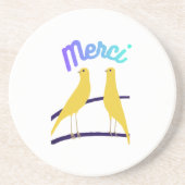 Dessous De Verre En Grès Modern Canary & "Merci" - Japandi Style Art (Devant)