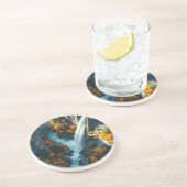 Dessous De Verre En Grès Modern Navy & Gold Abstract Mountain Peak – Luxury (Côté)