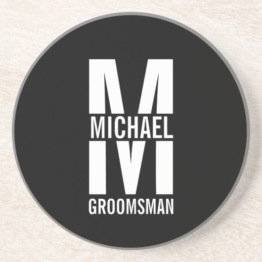 Dessous De Verre En Grès Modern Personalized Groomsmen Monogram and Name (Devant)
