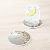 Dessous De Verre En Grès Modern White Flowers Pearls Sandstone Coaster (Côté)