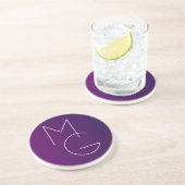 Dessous De Verre En Grès Moderne 2 Initiales | Ombre Subtile Violet Foncé (Côté)