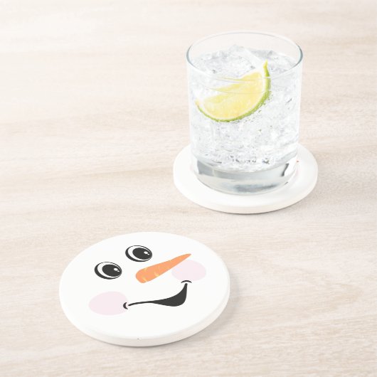 Dessous De Verre En Grès Moderne Cute Custom Smiling visage Snowman (Côté)